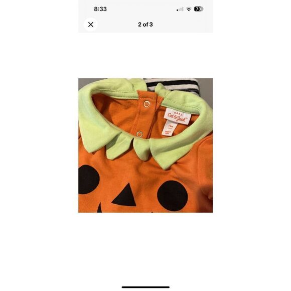 Baby Cat & Jack Halloween Pumpkin 2 Piece Set Pant Bodysuit 12M - Picture 2 of 3